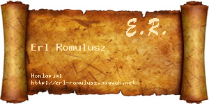 Erl Romulusz névjegykártya